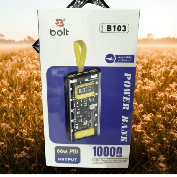 Bolt B103 Power Bank - 10000mAh with 66W PD Fast Charging & Multi-Port Output