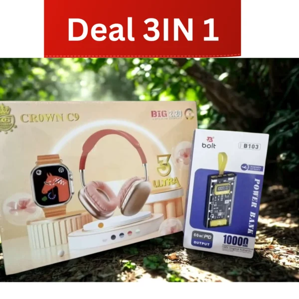 "Smartwatch + Headphones + Power Bank – All in One!"